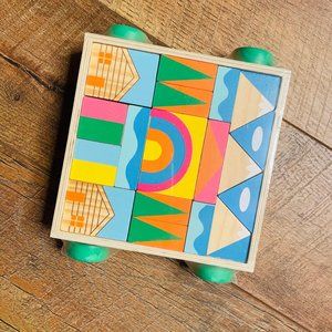 Rainbow mountain building blocks pull behind wagon toy montessori